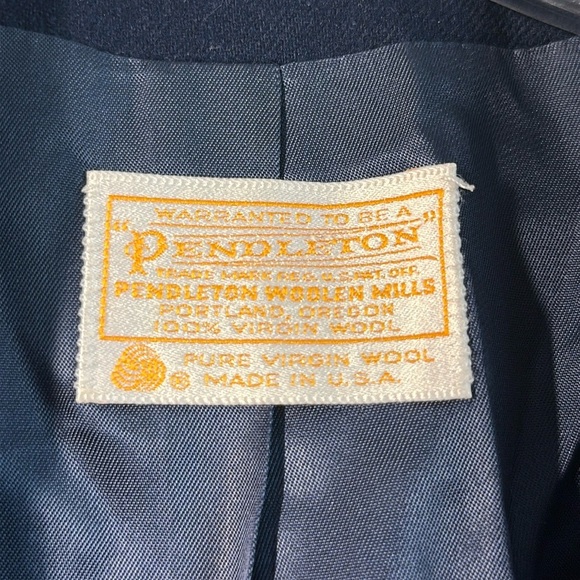 Pendleton Vintage 100% Wool Double Breasted Navy Blazer Size 12 Menswear - Picture 3 of 14